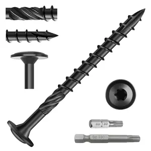 Lag Screws #14 x 3 Inch  Fence Screw, 80 count  Drive Deck Timber Screw, Rust Resistant Black Ceramic Coating Heavy-Duty Screws with 2 count T30 Torx Drive Bits (#14 x 3)