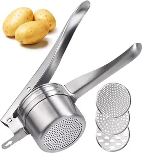 Stainless Steel Potato Ricer 15oz with Comfortable Grip Handle for Creamy Mashed Potatoes and Sweet Potato Smasher - Fruit