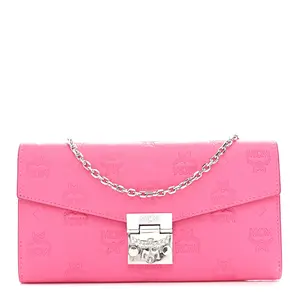 Pre-owned MCM Calfskin Shoulder Bags Ottomar Large Patricia Wallet On Chain Pink