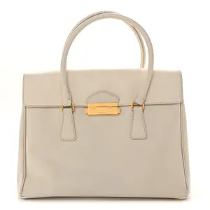 Pre-owned PRADA Leather Travel Bags Saffiano Lux Pattina Tote Talco
