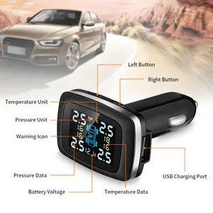 Wireless Tire Pressure Monitoring System C100 with Alarm Function HD LCD Color Display Real-Time Tire Pressure Monitoring