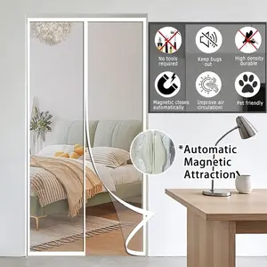 Summer Magnetic Barrier Door, Tear-Resistant, Strong Magnet Automatic Closure, No Drilling Installation, 80cm-120cm Width, 210cm Height