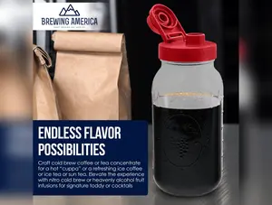 Cold Brew Coffee Maker Kit: Wide Mouth for Coffee, Infused Tea, Alcohol - 2 Quart 64 oz Old Glory Red