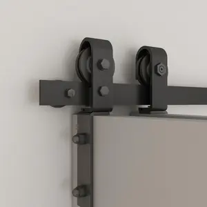 42" Bi-Folding Sliding Barn Door Hardware Track Kit for Closet Door, Side Mount, Black, Fit Max Bifold Door Width 42" [Door Not Included]