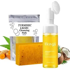 Turmeric Cleansing Set, 1 Set Turmeric Tablets & Turmeric Cleansing Mousse & Turmeric Soap, Facial Cleansing Skincare Set Cleanser