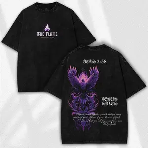 The Flame Washed Shirt - Vintage Gothic Christian Streetwear – Acts 2:38, Holy Spirit Phoenix Graphic