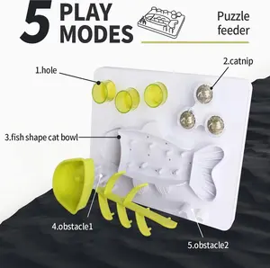 All For Paws Interactives Cat Puzzle Toy with Treat Dispenser Green and White Mental Stimulation Fun for Kitties