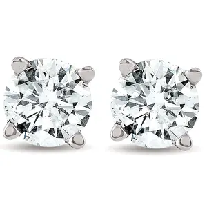 1/2 cttw Round Cut Diamond Studs 14k White Gold Womens Earrings