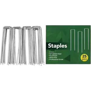 6 Inch Garden Stakes, 25 Pack Landscape Staples Anti-Rust 11 Gauge Galvanized Ground Stakes Pins for Yard Fabric, Lawns, Weed Barriers, Landscape Fabrics, Irrigation Hose