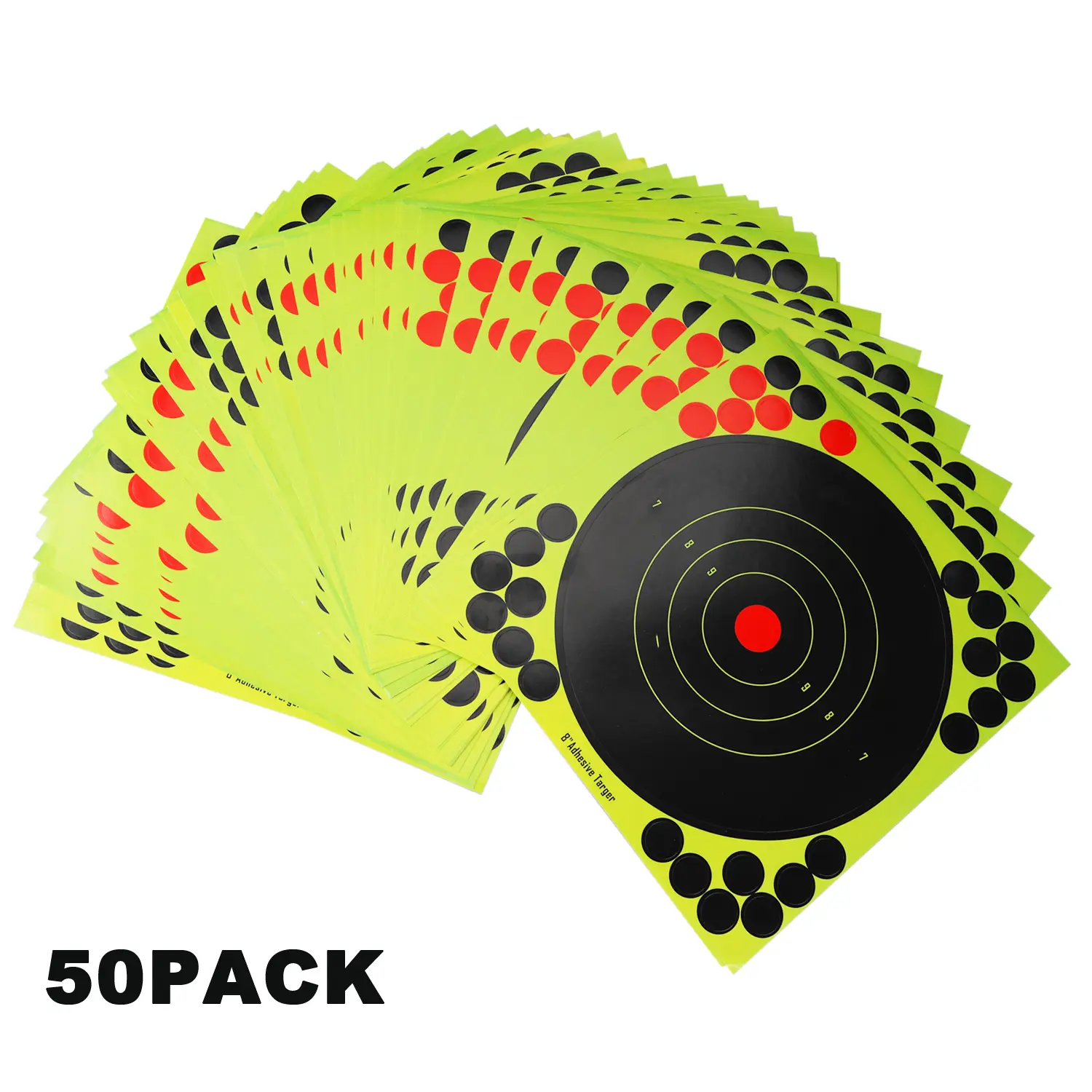 50 Pack Adhesive Shooting Target Paper, Splatter-Free Self-Adhesive Target Stickers for BB Gun, Airsoft, Pistol, Rifle Shooting Practice, Reactive Target Sheets for Indoor Outdoor Shooting Range