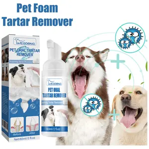 Pet Oral Foam Cleaner - Tartar Remover for Dogs & Cats, Cleans Dental Plaque, Whitens Yellow Teeth, Freshens Bad Breath