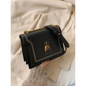 Women's Fashionable Bee Decorated Crossbody Bag, Casual Versatile Chain Strap Flap Square Bag, Trendy All-match Commuter Bag for Daily Used