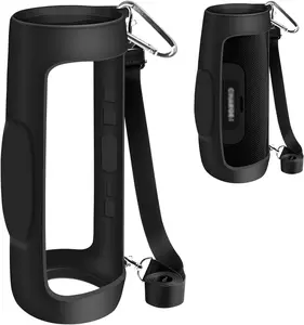Case Cover for Charge 4 Portable    Speaker, Travel Gel Soft , Rubber Carrying Pouch with Strap(Black)