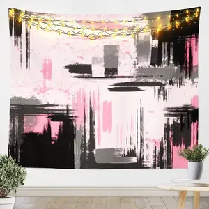 Feelyou Soft Large-Size Abstract Tapestry - Pink Black Vivid Colors Home Bedroom Decor Wall Mural, Lightweight Retro Art Blanket, 59inW x 82inL, Machine Washable, Tapestry Wall Mural