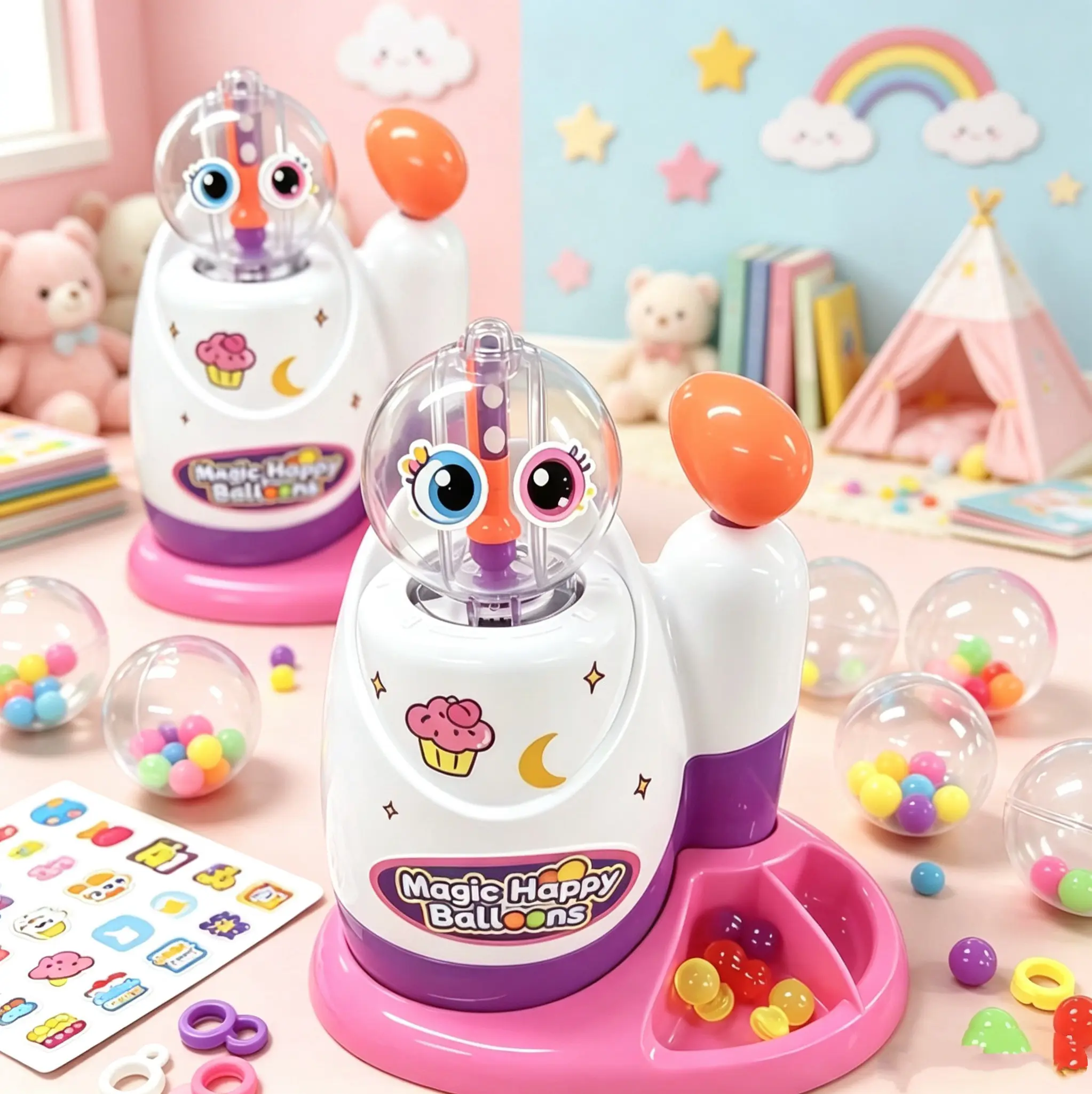 Magic Happy Balloons Toy - Interactive Bubble Machine with Colorful Balloons and Fun Accessories for Kids