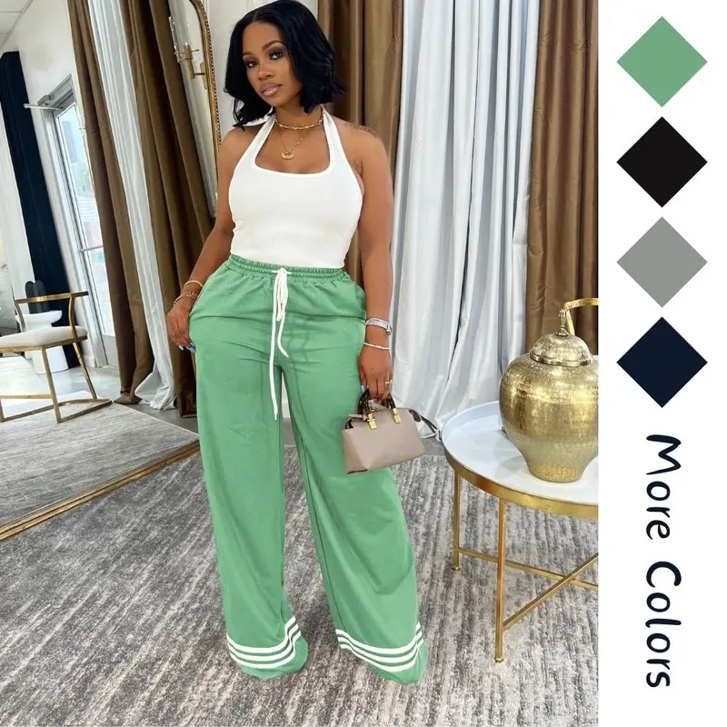 Wide Leg Sweatpants for Women High Waisted Drawstring Casual Loose Long Pants with Pockets