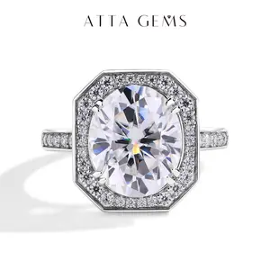 Luxury Artificial Moissanite Ring, 6CT D Color VVS1 Oval Cut Synthetic Moissanite Women's Wedding Band, Fine Jewelry Engagement Gift R134, Luxury Moissanite summerwins