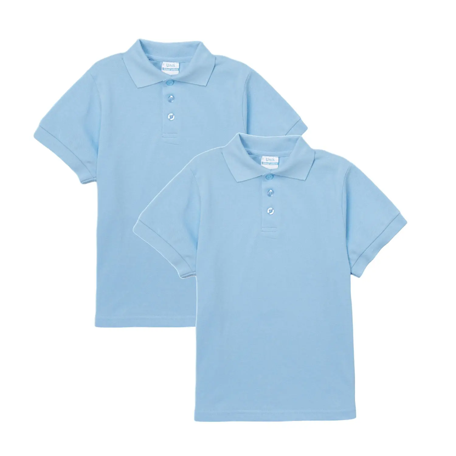 Boy's Premium Quality Pique Polo Uniform Shirt Short Sleeve Sky Blue 2Pack 5-18 BSU01