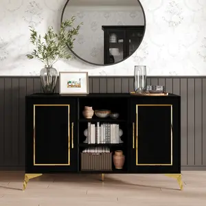 Elvane Sideboard Collection – Gold Accents & Diamond Leg Design