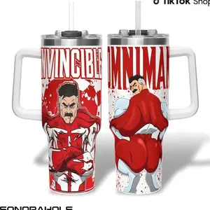 Thicc Omni Man Gya Tumbler With Handle, Omni Man Big Cheeks Meme Insulated Travel Mug 40oz, Invincible Gift Mug