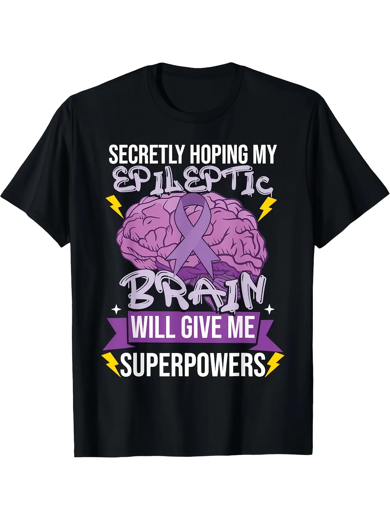 Men S Humorous Epilepsy Awareness T Shirt Gsm Heav unisex soft cotton short sleeve t shirt, vintage graphic casual tee for men women teens, perfect birthday holiday gift for camping travel gym daily street  wear