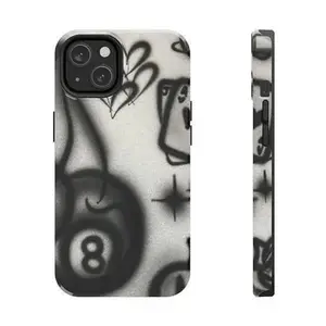 8 Ball Graffiti iPhone Case| Sturdy Shock Absorbent Protective| Daily Street Style & Gifts For Her| Monochrome Spray Paint Art Edgy Y2K Cool Vibe (Compatible with iPhone 17/16/15/14/13/12/11 Pro Max/Plus)