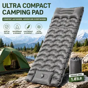 Camping Sleeping Pad, Ultralight Camping Mat with Pillow, Built-in Foot Pump Inflatable Sleeping Pads Compact for Camping Backpacking Hiking Traveling Tent,Single