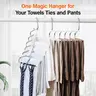 9-Tier Smooth ABS Plastic Hanging Pants Hanger 2-Packs, Stainless Steel Hook (Hook Opening: 2.5In, Length: 12.8In), 33 lb Capacity, Adjustable Foldable Antique White Closet Organizer for Jeans Leggings Trousers, College Dorm Room Storage Space Saver