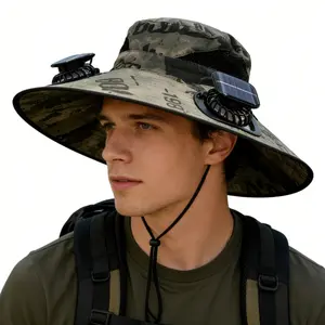 Dual Solar-Powered Cooling Fan Hat, Built-in Cool Fans Wide Brim Hat, Lightweight Breathable Headwear for Casual Outdoor Activities