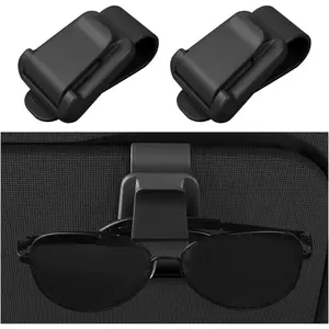 Manmark car sunglass holder, 2PCs vehicle sun visor eyeglasses holder clip, automotive interior glasses ticket card organizer Mount hanger clip accessories, universal for most cars (black) essential accessory