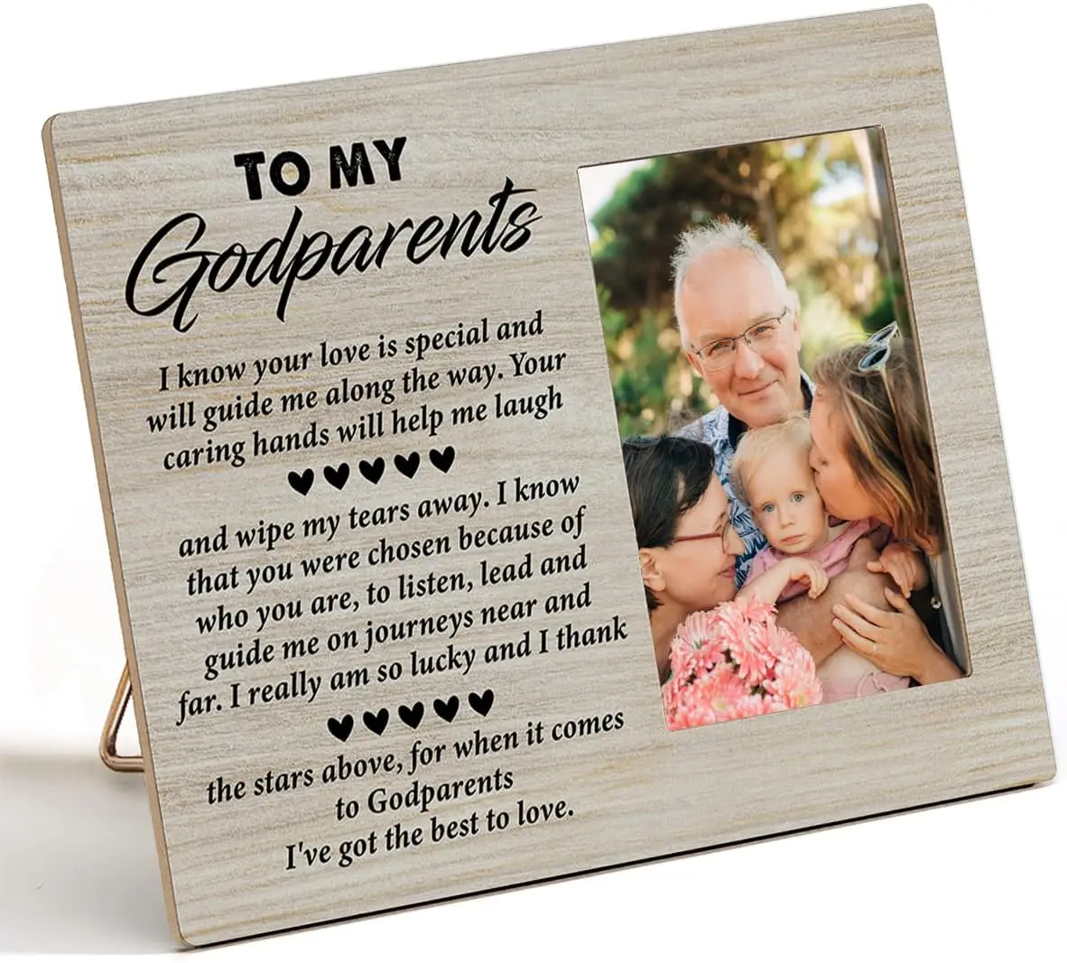 Nurawo Godparents Appreciation Gift Wood Picture Frame Rustic to My Godparents Wooden Photo Frame for Tabletop or Wall Display (for 4x6 Photo), Thank You Gift for Mom Dad