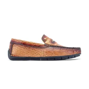 Mauri Sprinter in Dune / Dirty Gold Mens Exotic Alligator Driver Moccasins Loafers