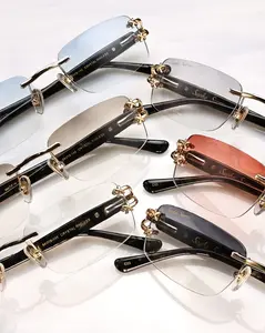 18K GOLD BLACK MARBLE RIMLESS FRAME