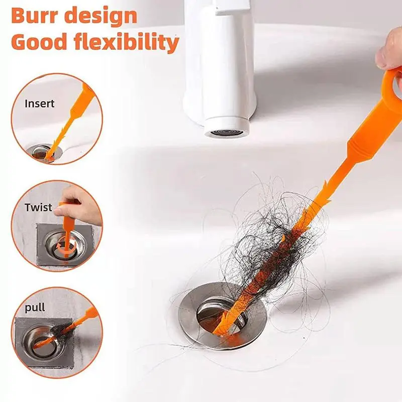 5pcs Hair drainage tools, bathroom pipe unclogging tools, sewer plastic pipe cleaners, drainage tools, kitchen sink hoses Barbed Snake