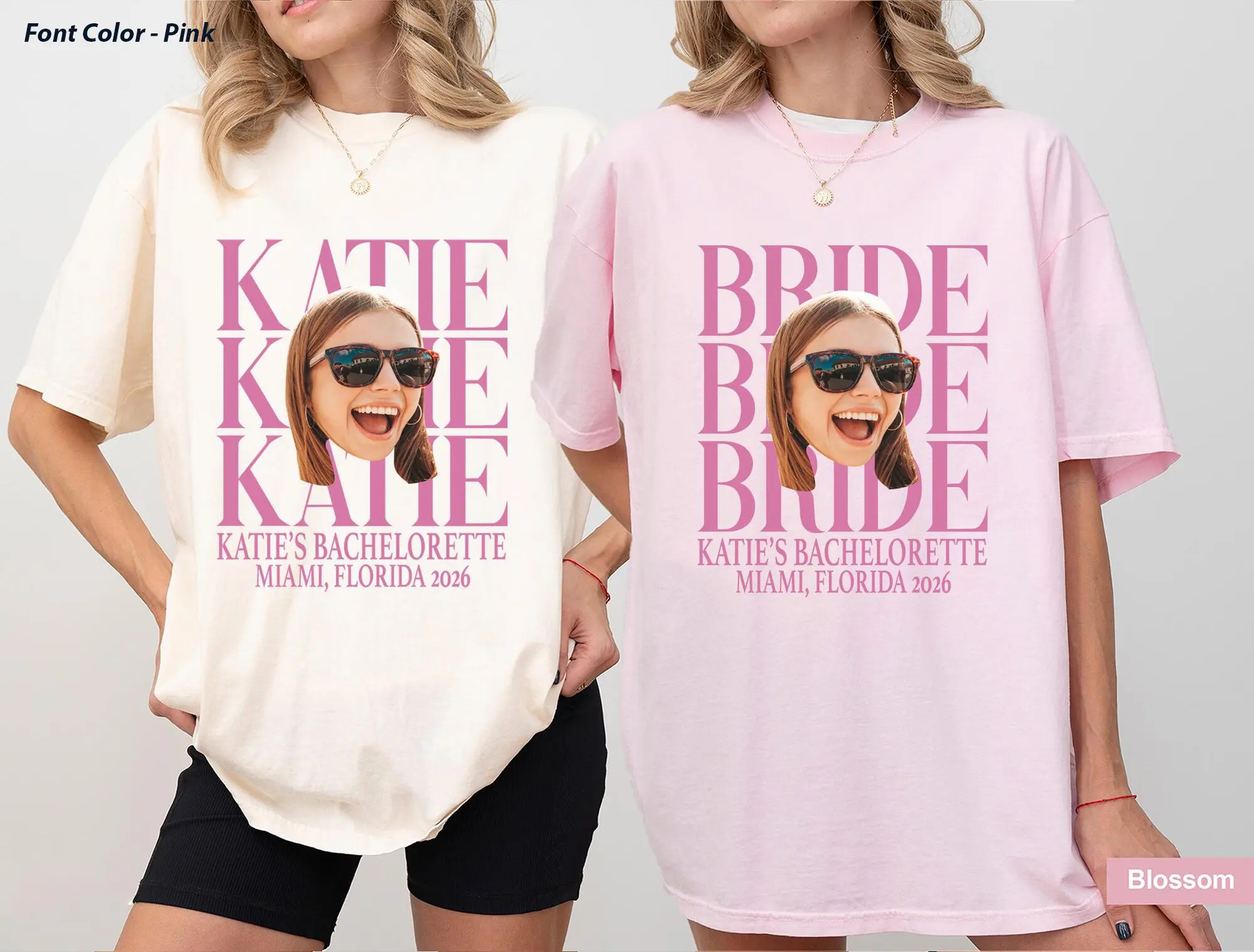 Custom Face Bachelorette Party Comfort Colors Shirt, Photo Party Tees, Comfort Colors Tees