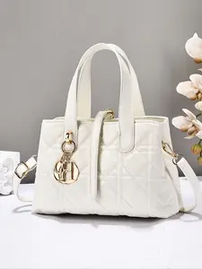 Elegant Diamond Embossed Handbag, Classic Macaron Luxury Crossbody Bag, Large Capacity Shoulder & Slouchy Purse for Travel Shopping, Casual Handbag Satchel