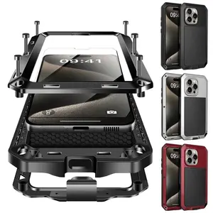 Armor Metal Aluminum Shockproof Phone Case for iPhone 17Air 17 16  15 14 13 12 11 Pro Pro Max X XS XR 6 8 Plus Outdoor Military Cover Cellphone Protection Durable Casing