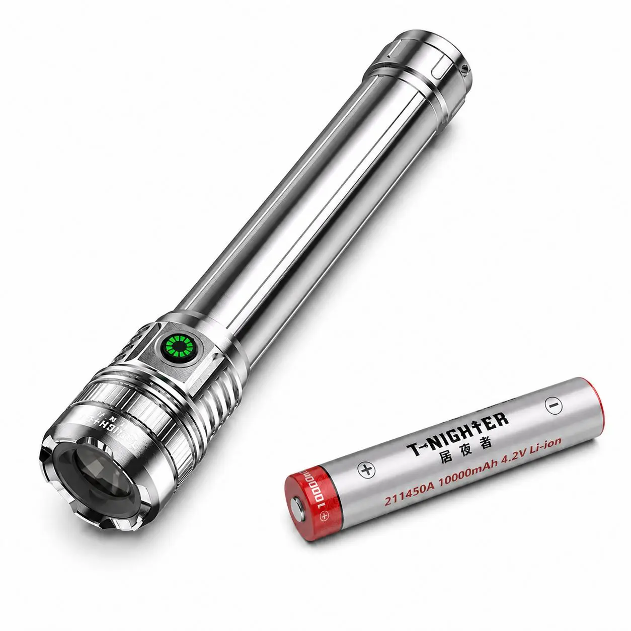 Rechargeable Luminous LED Flashlight with Focused Beam Mode, Aluminum Alloy USB-C Port Lithium Ion Battery Built-In Cells, Water-Resistant Handheld Outdoor Torch for Camping, Car Emergency Use