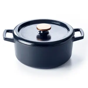 Alva Nori Black Enameled Cast Iron Dutch Oven Pot - 169.6 Oz Cookware Pan with Lid and Handles, Non-Toxic, Oven-Safe, Induction-Compatible, Durable Enamel