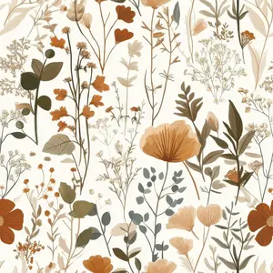 Stickyart 17.5"x276" Modern Cottage Core Dried Floral Wallpaper Peel and Stick Boho Brown Wildflower Leaf Contact Paper Self Adhesive Cream Wildflower Wallpaper for Bedroom Bathroom Living Room Wall2026