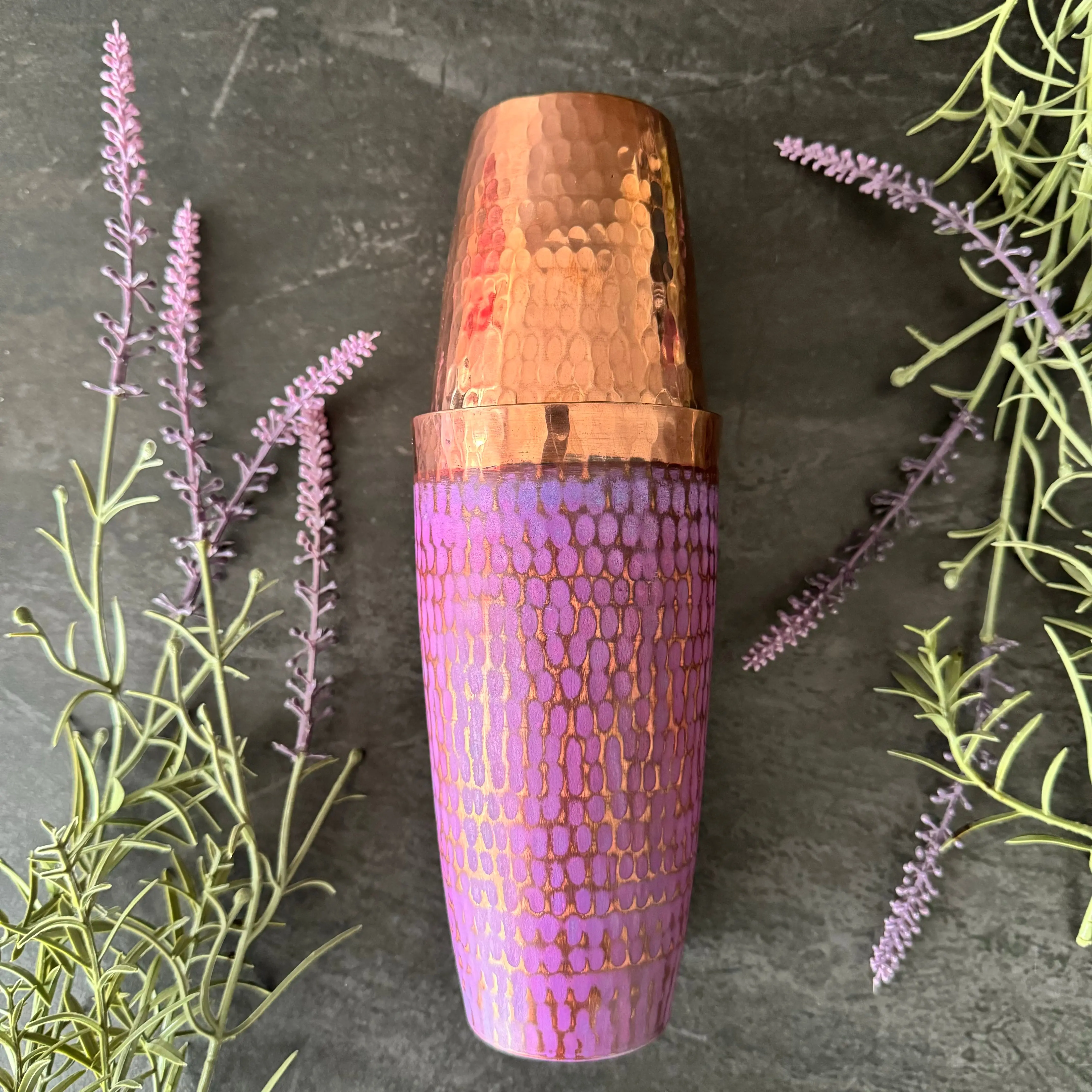 Mexican Handmade Copper Shaker 24 oz.- Lavender