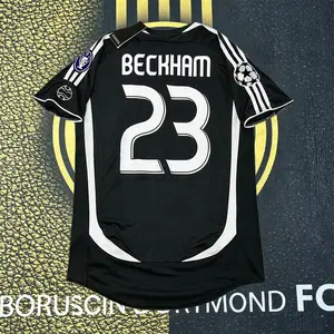0607 Retro away No. 23 Beckham black and white short-sleeved fan version football jersey