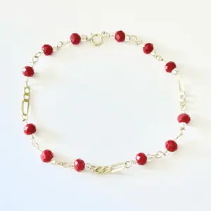 10k Handmade Bracelet -  Kid Size : Dark Red