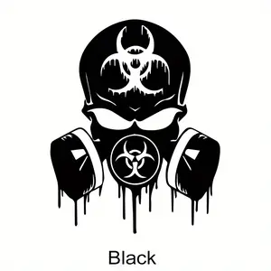 1PC Dark Bio-Hardcore Logo Decor Sticker For Car Components, Bio-Themed Peripherals, Daily Objects, Car Decals, Gas mask skull + biohazard symbol + drip texture themed decor Fill with hardcore vibe for dark bio-enthusiasts