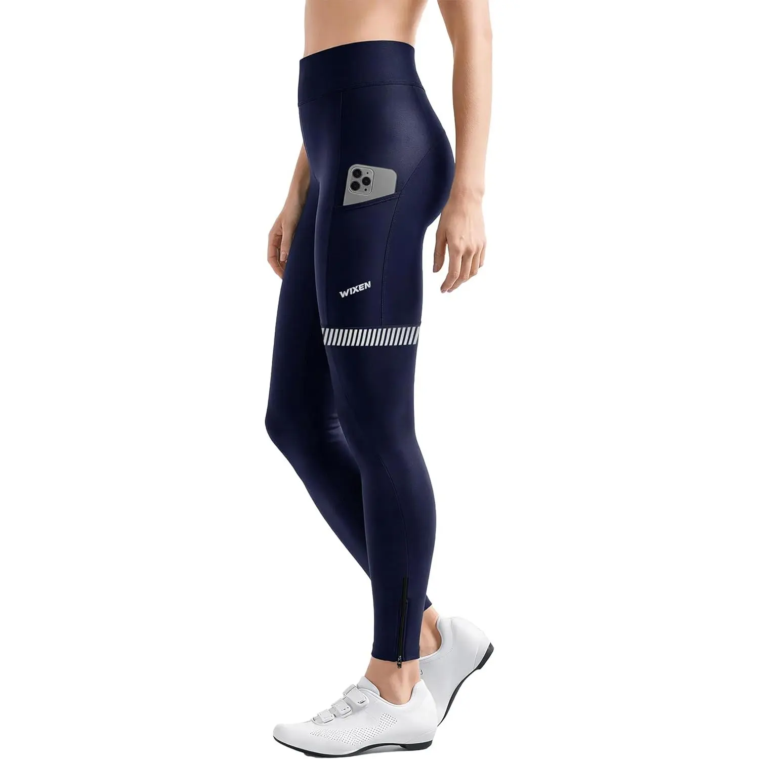 Women’s Thermal Cycling Tights 4D Padded Bike Pants, Fleece Lined Windproof Biking Leggings with Side Pockets