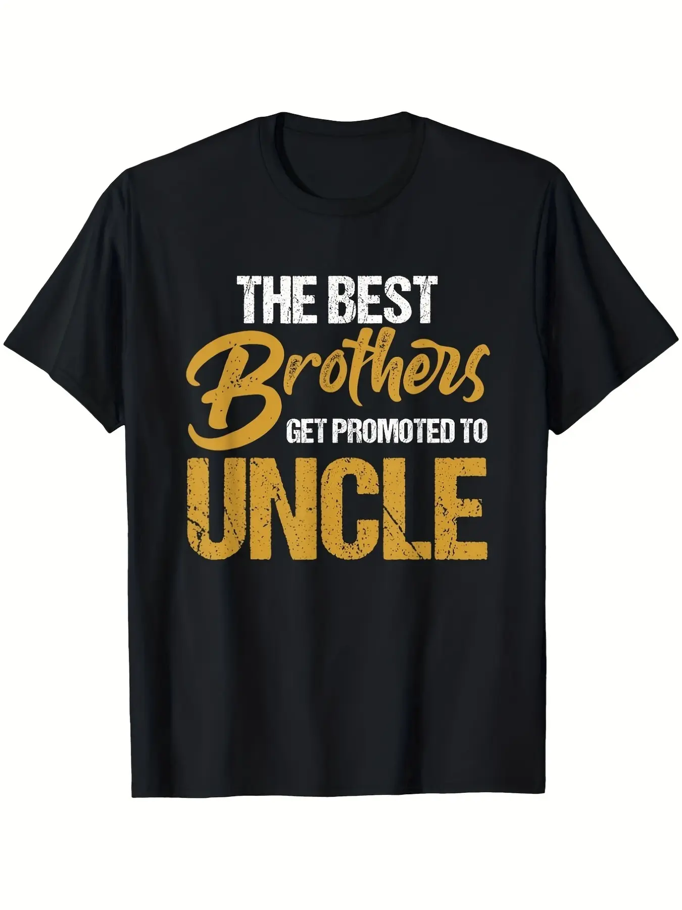 Men'S Funny "The Best Brothers Get Promoted to Uncle" Graphic T-Shirt |    Breathable Summer Short Sleeve Round Neck Casual Tee with Uncle Design, Humorous Gift for New Uncles, Birthdays & Family, Vintage Style, Crew Neck, Slight Stretch