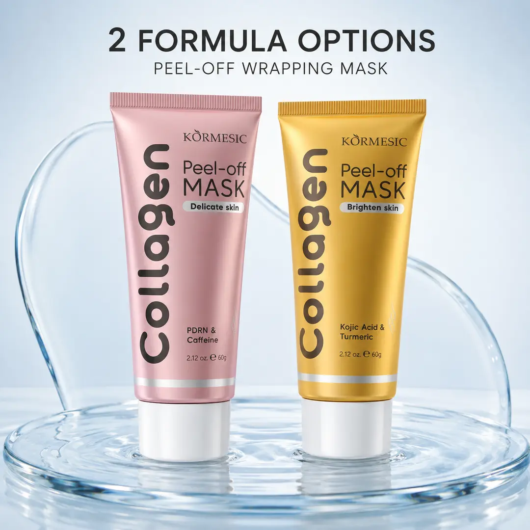 2-Pack Peel-Off Facial Mask Duo, Pink PDRN & Caffeine Formula and Gold Kojic Acid & Turmeric Formula, 60 g Each, Smooth Gel-to-Film Face Mask for Evening Beauty Routines and Home Spa Care