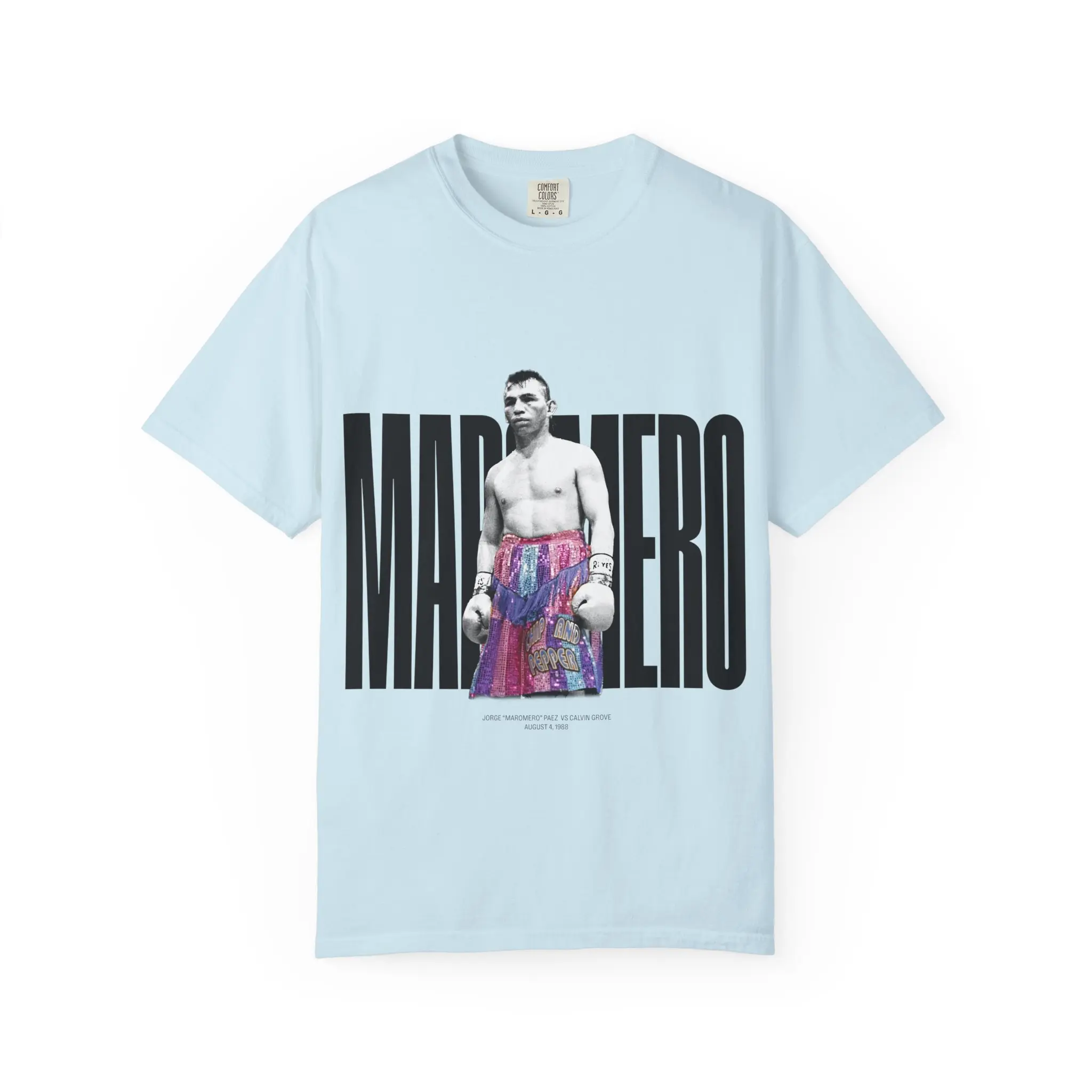 Men's Classic Cotton Round Neck Short-Sleeve Casual T-Shirt - Boxing Memorabilia El Maromero Paez Retro Print Tops (IBF Champ '88), All Seasons, Black, Photo Print, Boxing Theme, Boxing Fans