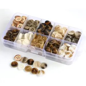 250 count 15/32 Inch(11.5mm) Small Size Round  Buttons 4-Hole Flatback 10 Colors Buttons for Shirts Blouse Garments DIY Crafts with a Plastic Box (Each Color 25 count)