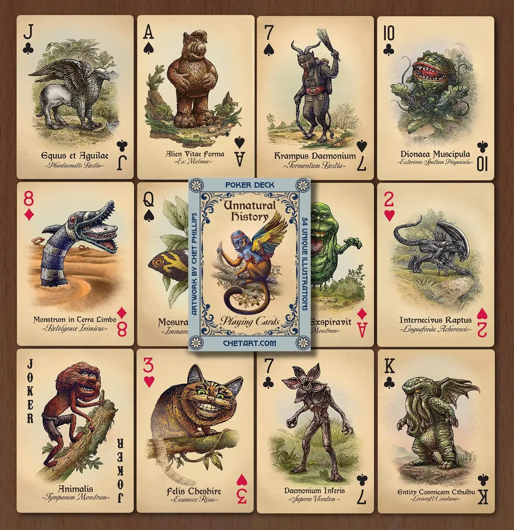 Unnatural History Playing Cards, Halloween Poker Deck, 54 Card Collectible